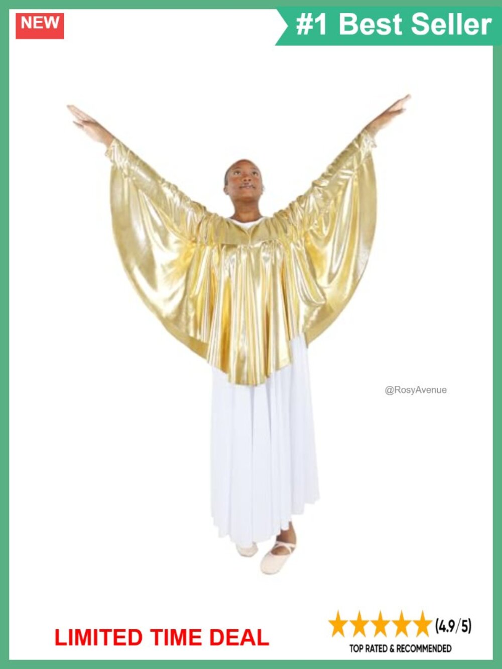 Danzcue Womens Angel Wing Drapey Pullover Dance Top Liturgical Worship